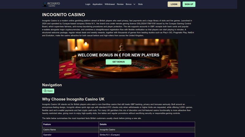 Discover the Ultimate Experience at Incognito Casino UK Discover the Ultimate Experience at Incognito Casino UK